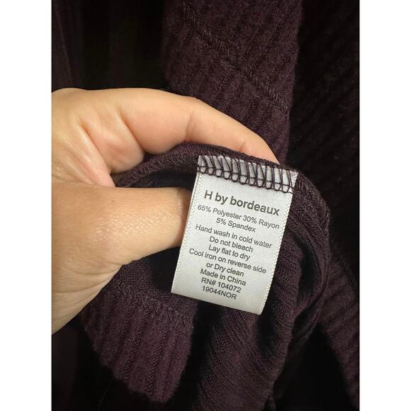 H by Bordeaux Mix Rib Cozy Waterfall Cardigan Small Rosewood Maroon NEW - Picture 5 of 6